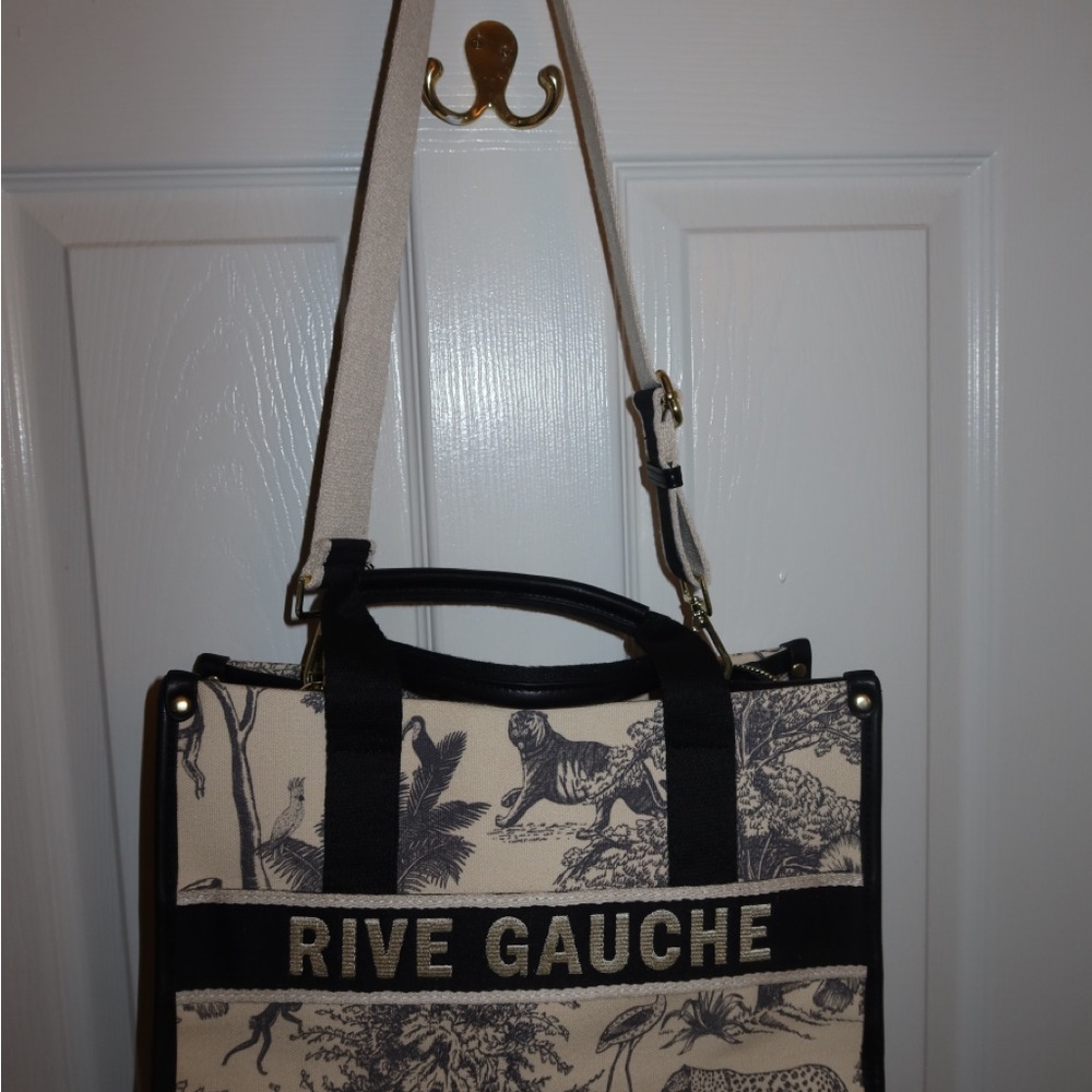 Canvas Tote Bag with Black and Cream Design